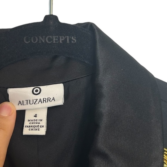 Altuzarra for Target Black Gold Crane Embroidered Tuxedo Style Sheath Dress Sz 4 - Picture 11 of 12